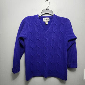 Forenza vintage women's V neck sweater size large purple lamb wool rabbi…